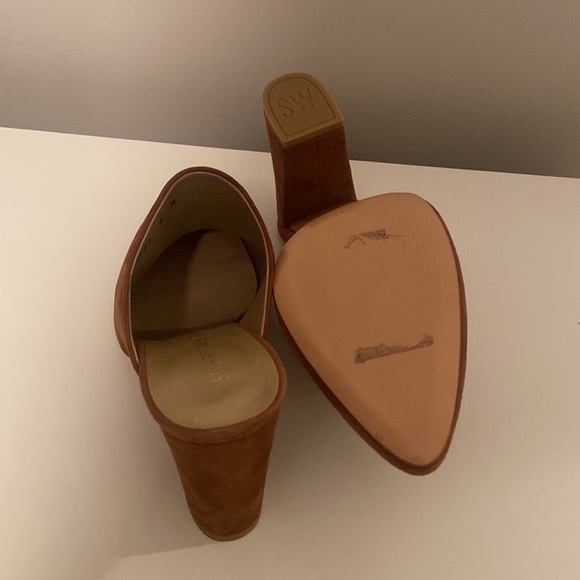 Stuart Weitzman Brown Suede Suede Heeled Mules Size 8 - Picture 4 of 4